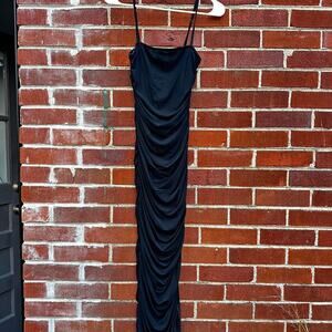 Black Ruched Bodycon Dress